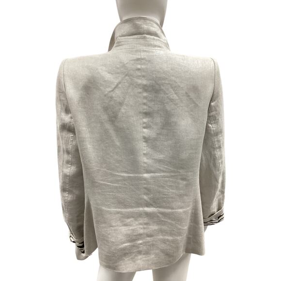 Escada Blazer Womens SZ12 100% Linen Animal Print LiningAmazing Wild Cat Buttons - Picture 4 of 8